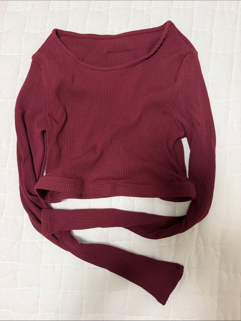 Daily Drills Ribbed Crew Crop Sweater - Wine